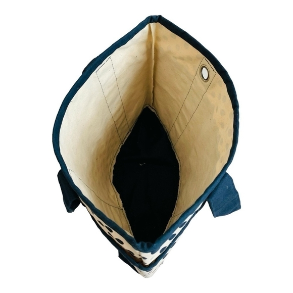 Shopping BAG Blue White Polka Dot Tote Bag Canvas Shopper Travel Bag Beach Bag - Picture 4 of 4